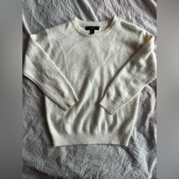 Forever 21 Sweaters - Forever 21 Cream Fuzzy Knit Sweater Soft Crewneck Pullover Women S